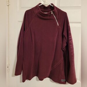 Calvin Klein Pullover Top Women's Fleece Mock Zip Neck Merlot Purple